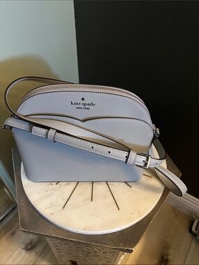 Like new, kate spade, Grey Leather Dome Crossbody Bag